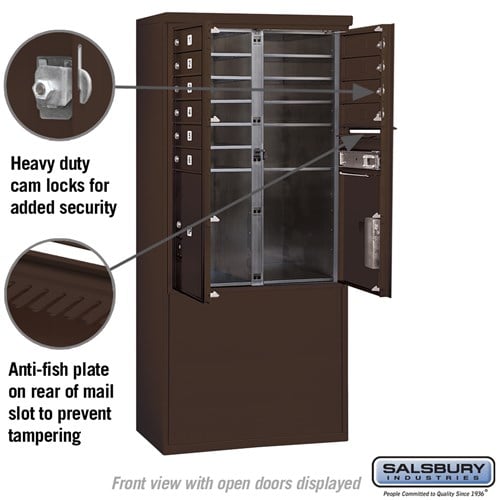 11-Door Free-Standing Mailbox with Parcel Lockers in Bronze with USPS Access