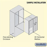 11 Door High Free-Standing 4C Horizontal Mailbox with 15 Doors and Parcel Locker in Aluminum