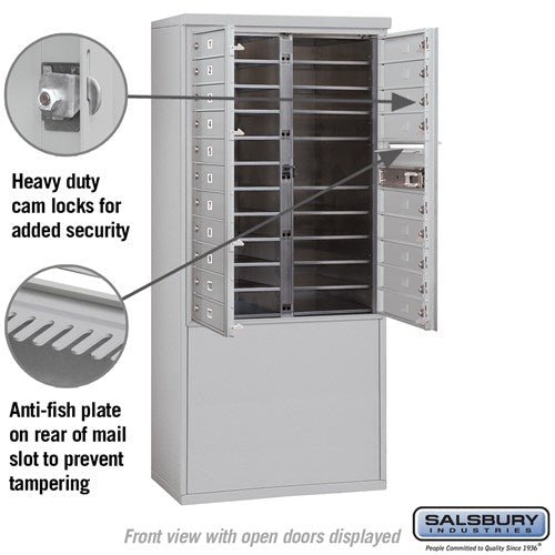 11 Door High Free-Standing 4C Horizontal Mailbox with 20 Doors in Aluminum with Private Access