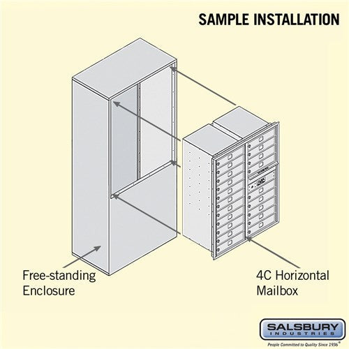 11 Door High Free-Standing 4C Horizontal Mailbox with 20 Doors in Aluminum with Private Access