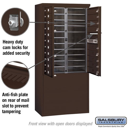 11-Door Free-Standing Mailbox with Parcel Locker in Bronze