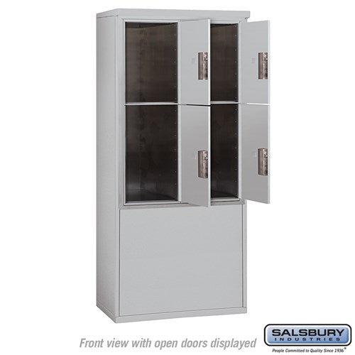 11-Door Free-Standing Parcel Locker with 4 Parcel Lockers in Aluminum
