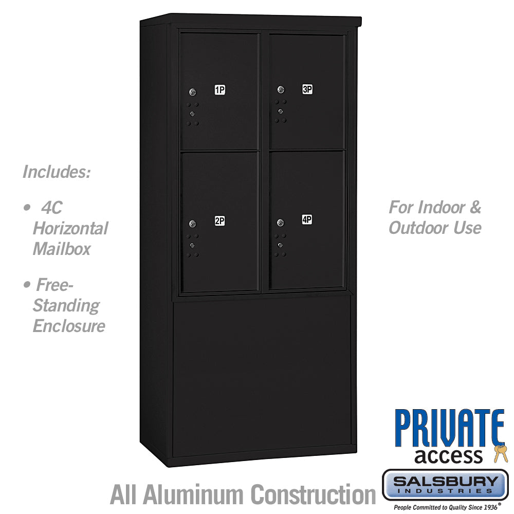 11-Door Free-Standing Mailbox with Parcel Locker in Black