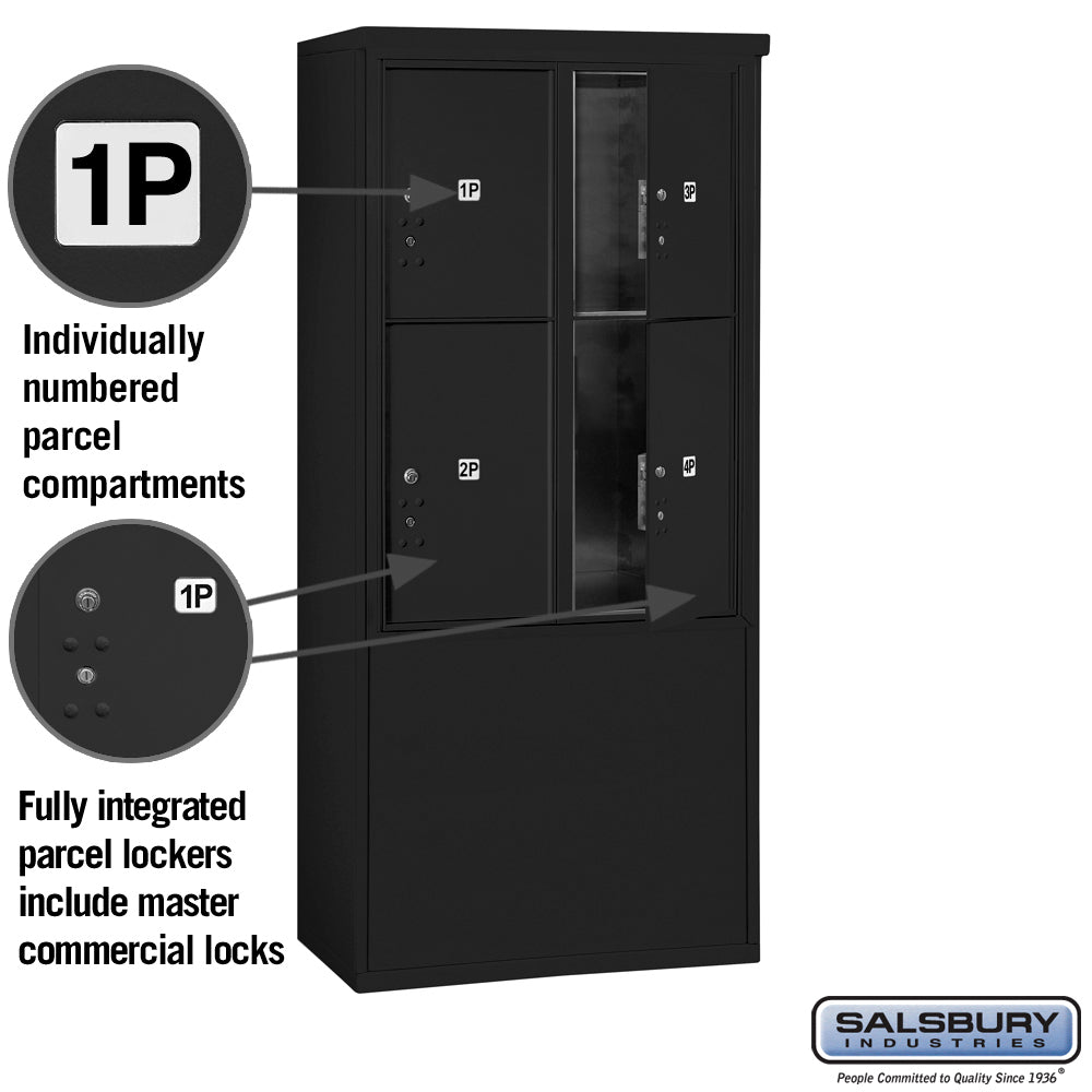 11-Door Free-Standing Mailbox with Parcel Locker in Black