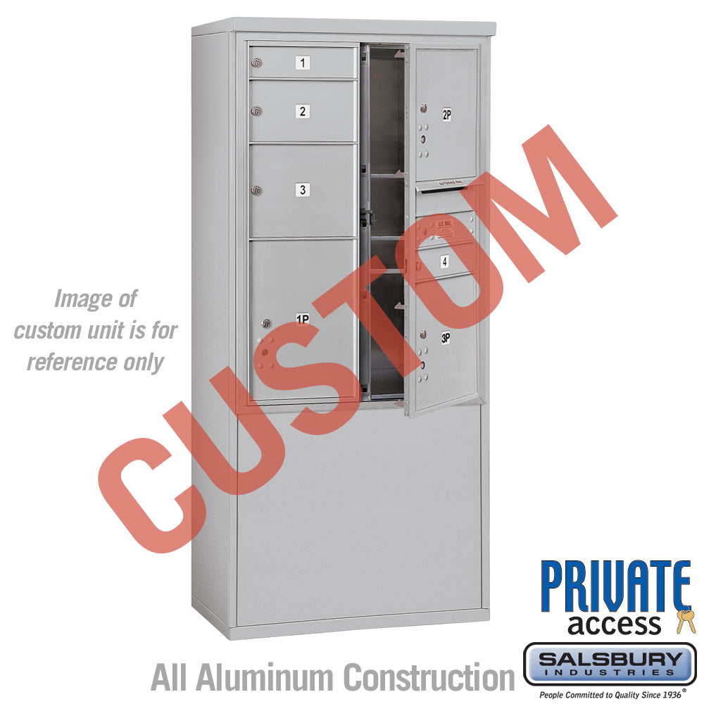 Free-Standing 4C Horizontal Mailbox Unit - 11 Door High - Double Column - Aluminum - Front Loading - Private Access
