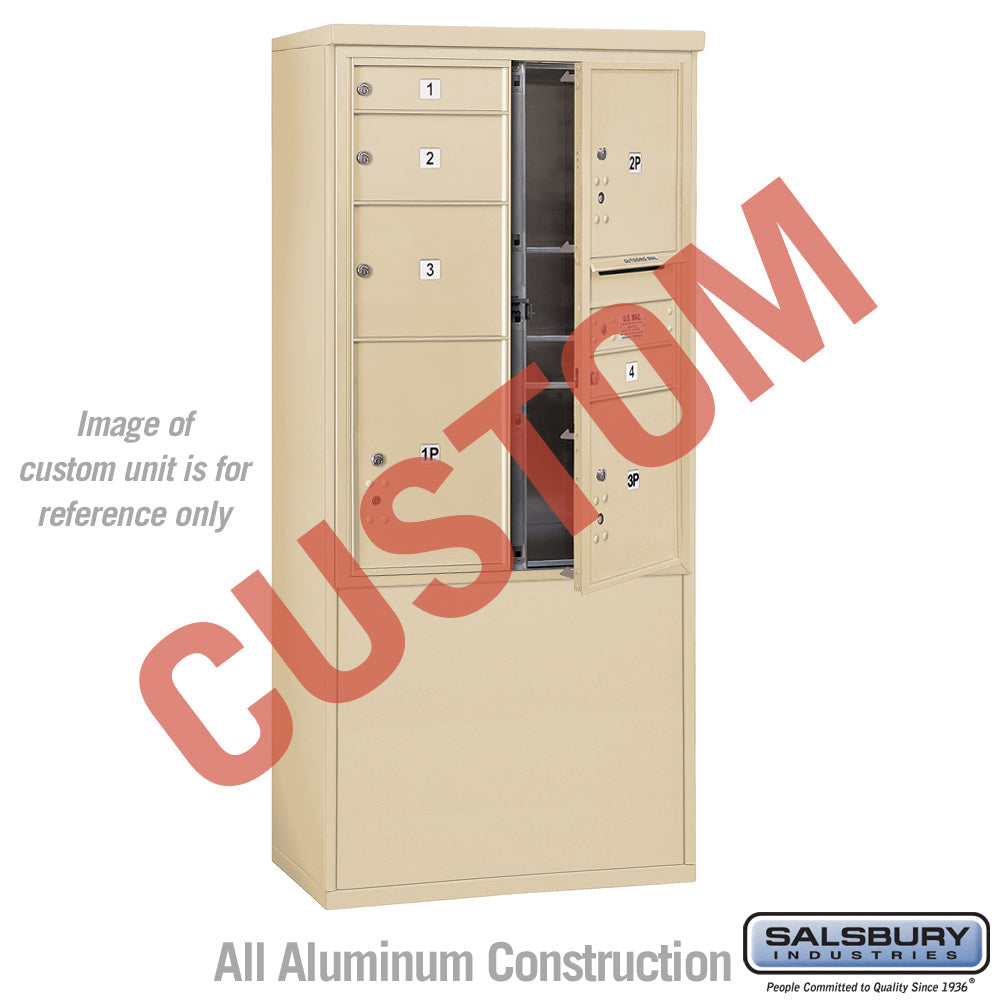 Free-Standing 4C Horizontal Mailbox Unit - 11 Door High - Double Column - Sandstone - USPS Access