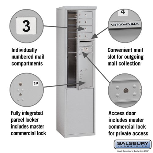 11-Door Free-Standing Mailbox with Parcel Locker, Aluminum, Private Access