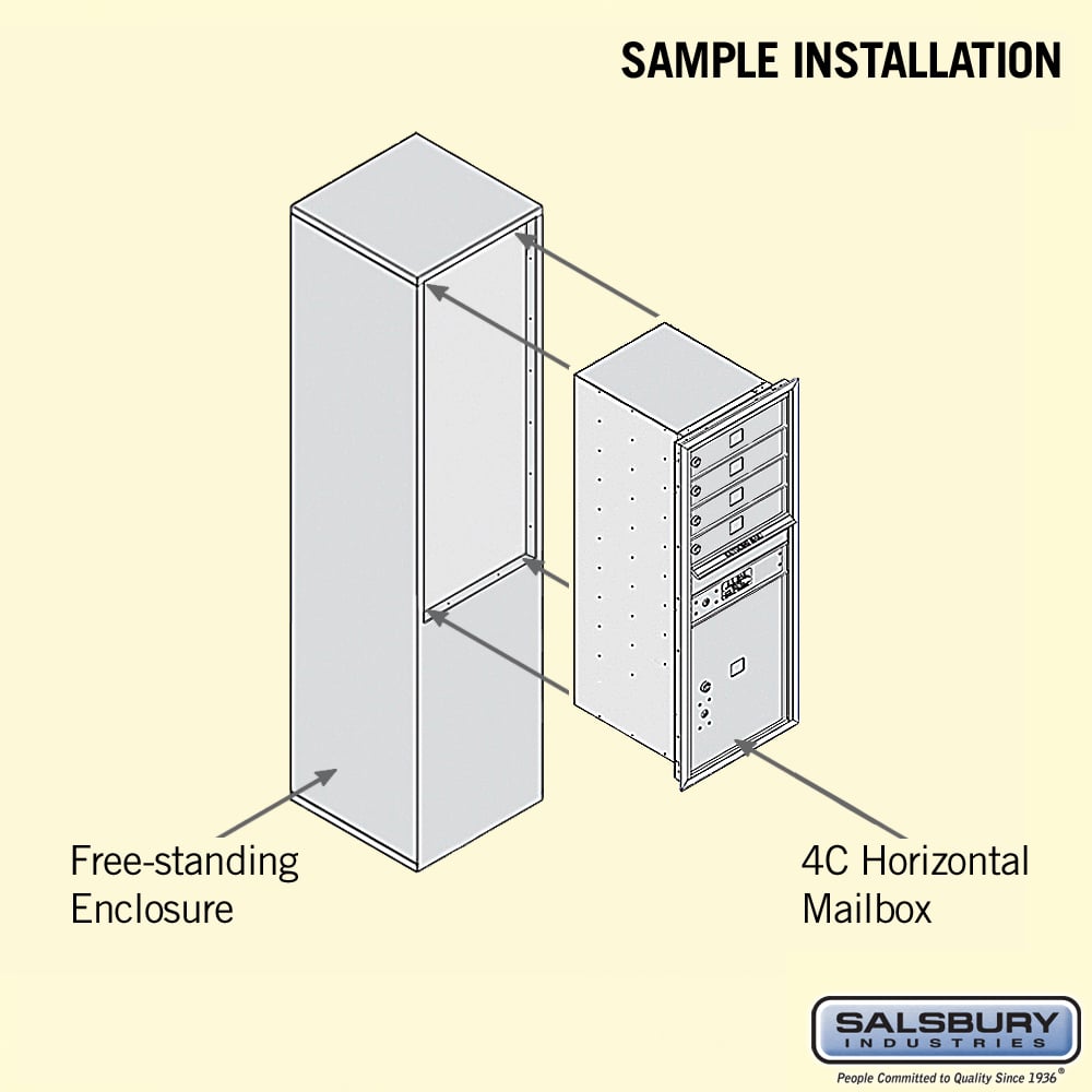 11-Door Free-Standing Mailbox with Parcel Locker in Black