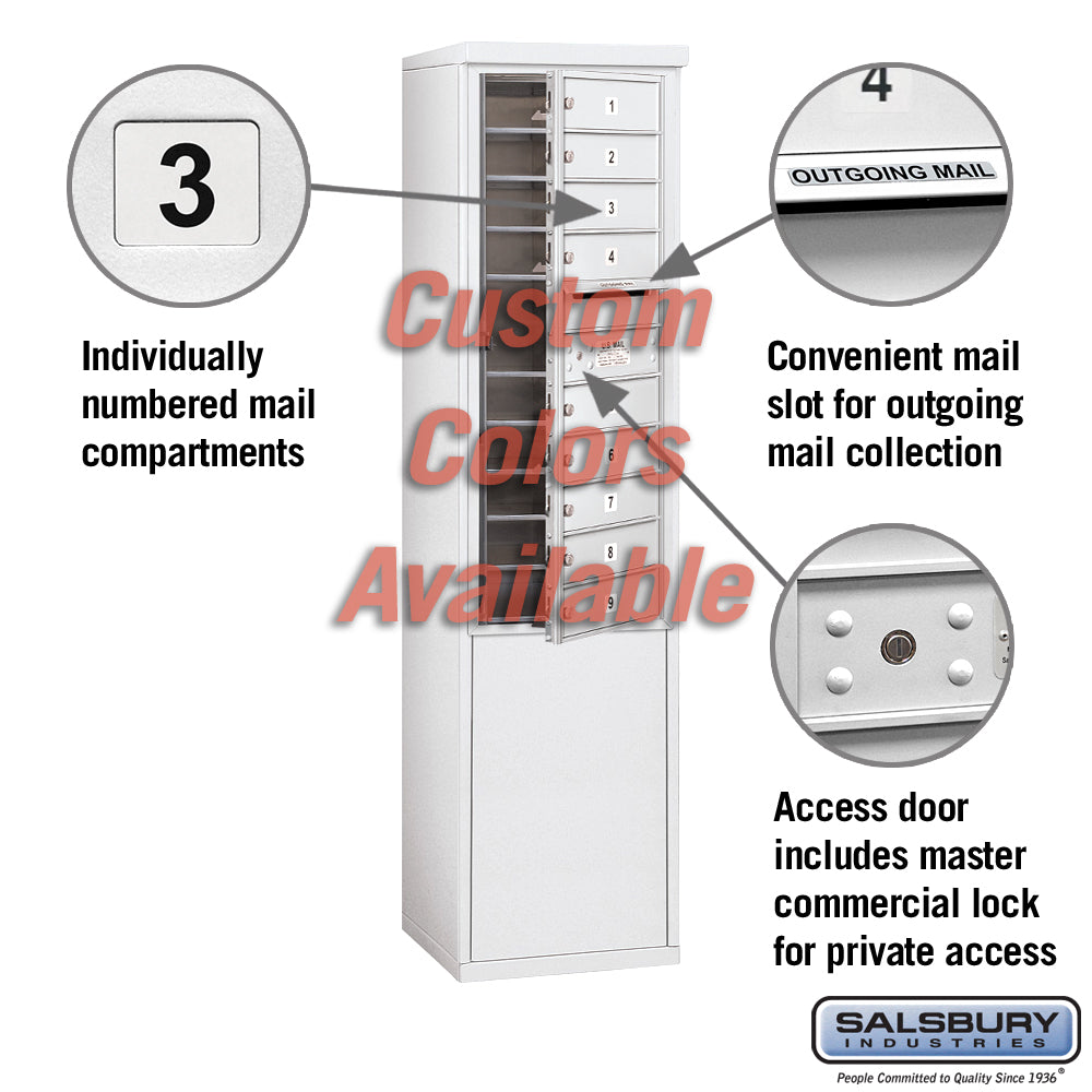 Free-Standing 4C Horizontal Mailbox Unit - 11 Door High - Custom Color - Front Loading - Private Access
