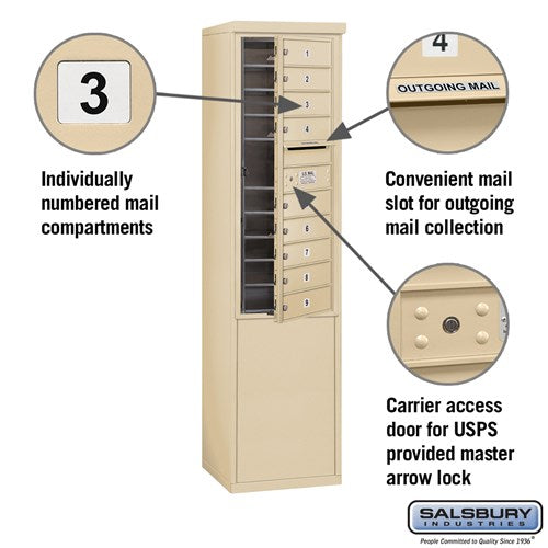 11-Door High Free-Standing 4C Horizontal Mailbox with USPS Access