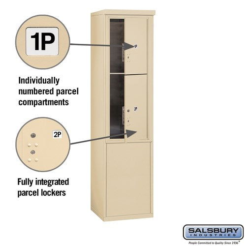 11 Door High Free-Standing Parcel Locker with 2 Parcel Lockers in Sandstone with USPS Access