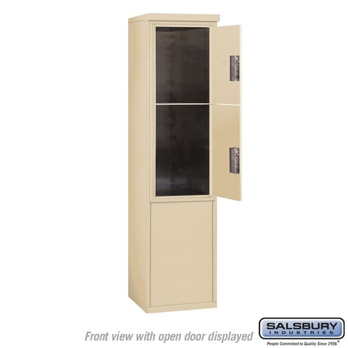 11 Door High Free-Standing Parcel Locker with 2 Parcel Lockers in Sandstone with USPS Access