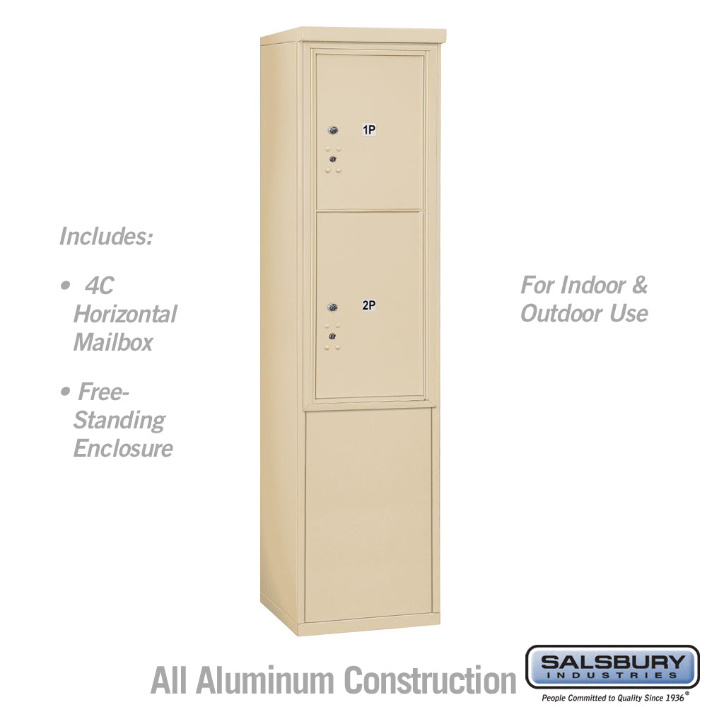 11 Door High Free-Standing Parcel Locker with 2 Parcel Lockers in Sandstone with USPS Access