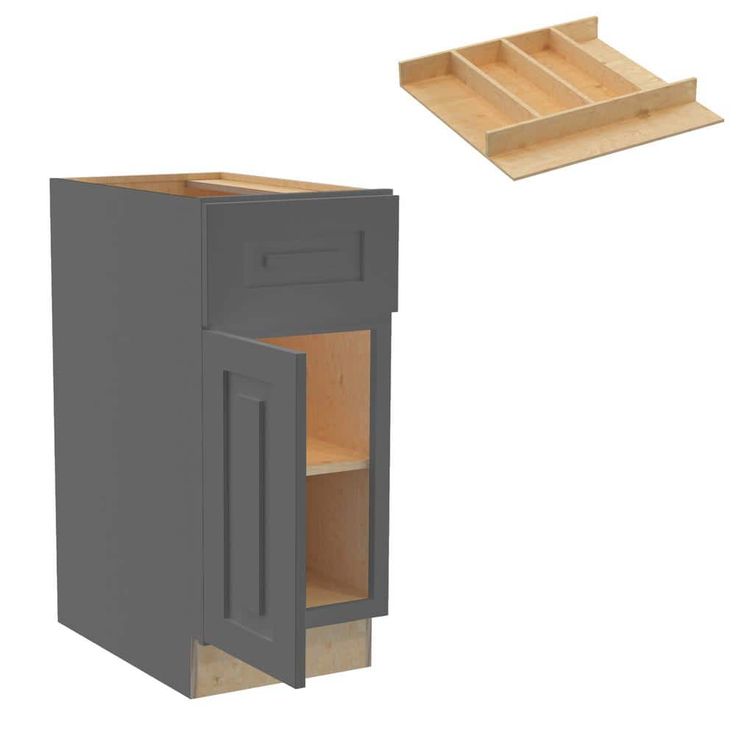 Home Decorators Collection Grayson 15 in. W x 24 in. D x 34.5 in. H Assembled Plywood Base Kitchen Cabinet in Deep Onyx with Utility Soft Close LH