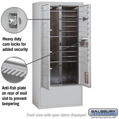 Maximum Height Free-Standing Mailbox with 10 Compartments and Parcel Lockers