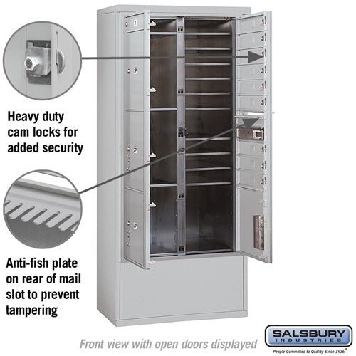 Maximum Height Free-Standing 4C Horizontal Mailbox with 10 Doors and 4 Parcel Lockers