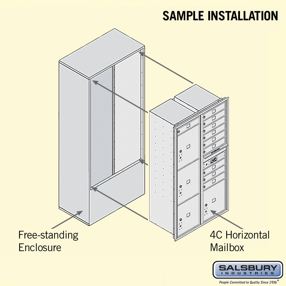 Maximum Height Free-Standing 4C Horizontal Mailbox with Parcel Lockers in Sandstone Private Access