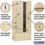 Maximum Height Free-Standing 4C Horizontal Mailbox with Parcel Lockers in Sandstone