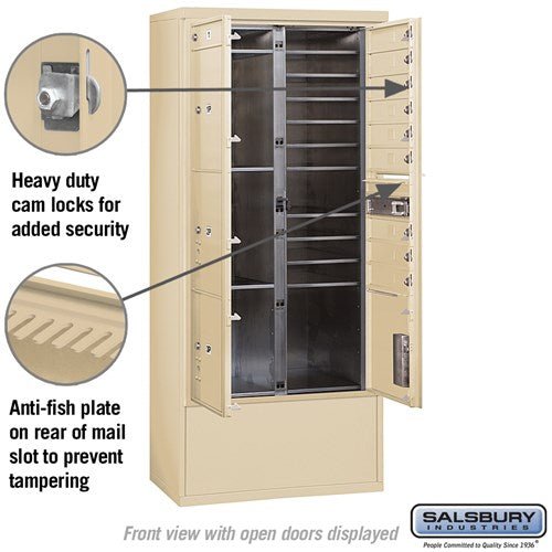 Maximum Height Free-Standing 4C Horizontal Mailbox with Parcel Lockers in Sandstone