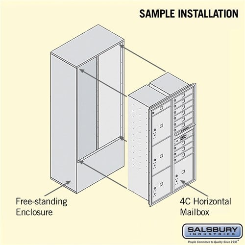Maximum Height Free-Standing 4C Horizontal Mailbox with Parcel Lockers in Sandstone