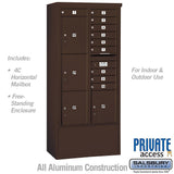Maximum Height Free-Standing 4C Horizontal Mailbox with Parcel Lockers in Bronze