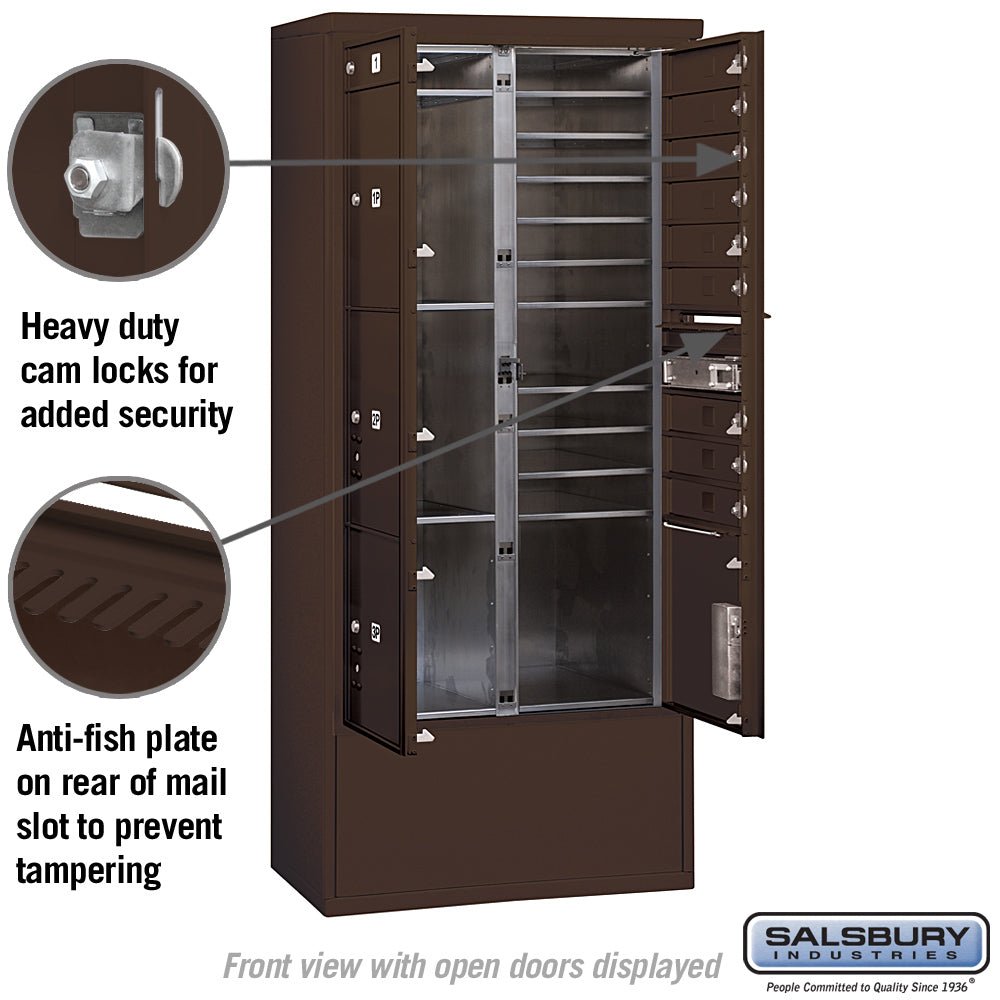 Maximum Height Free-Standing 4C Horizontal Mailbox with Parcel Lockers in Bronze