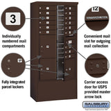 Maximum Height Free-Standing 4C Horizontal Mailbox with Parcel Lockers in Bronze