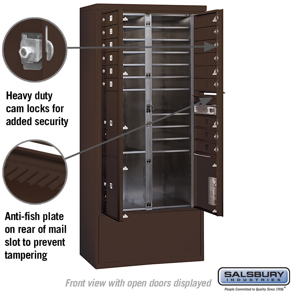 Maximum Height Free-Standing 4C Horizontal Mailbox with Parcel Lockers in Bronze