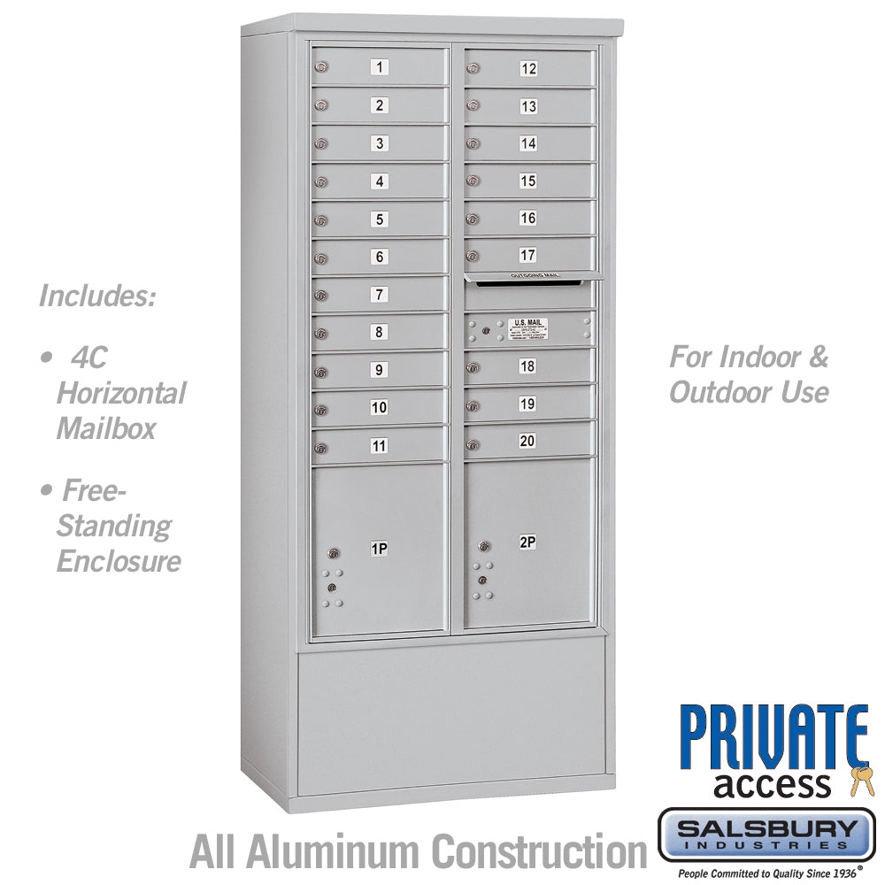 Maximum Height Free-Standing 4C Horizontal Mailbox with 14 Doors and Private Access