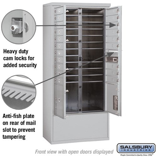 Maximum Height Free-Standing 4C Horizontal Mailbox with 20 Doors and 2 Parcel Lockers