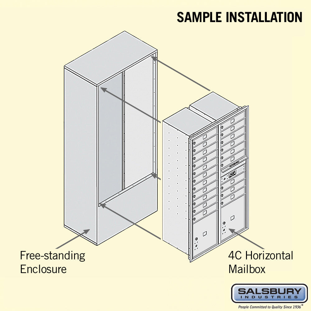 Maximum Height Free-Standing 4C Horizontal Mailbox with 20 Doors and 2 Parcel Lockers in Black with USPS Access