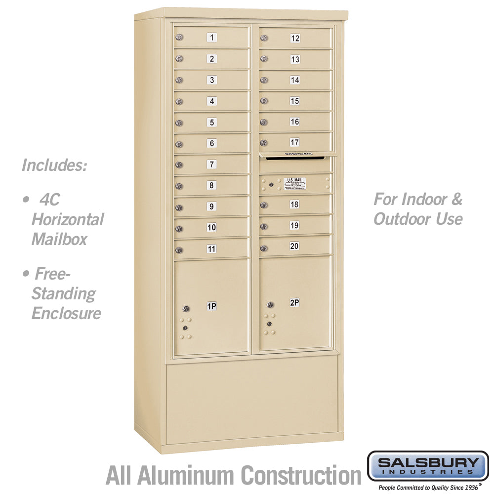 Maximum Height Free-Standing 4C Horizontal Parcel Locker with 8 Compartments in Sandstone