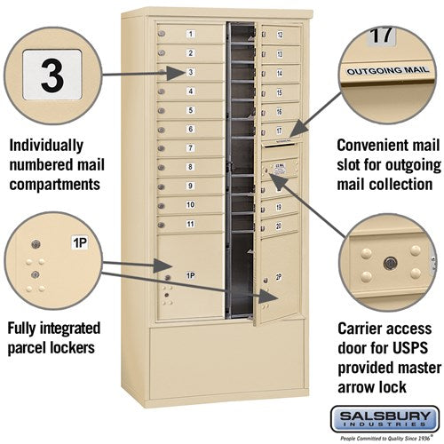 Maximum Height Free-Standing 4C Horizontal Parcel Locker with 8 Compartments in Sandstone