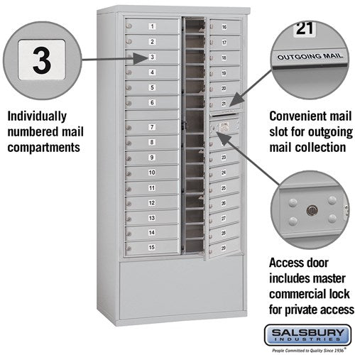 Maximum Height Free-Standing 4C Horizontal Mailbox with 29 Doors and Private Access