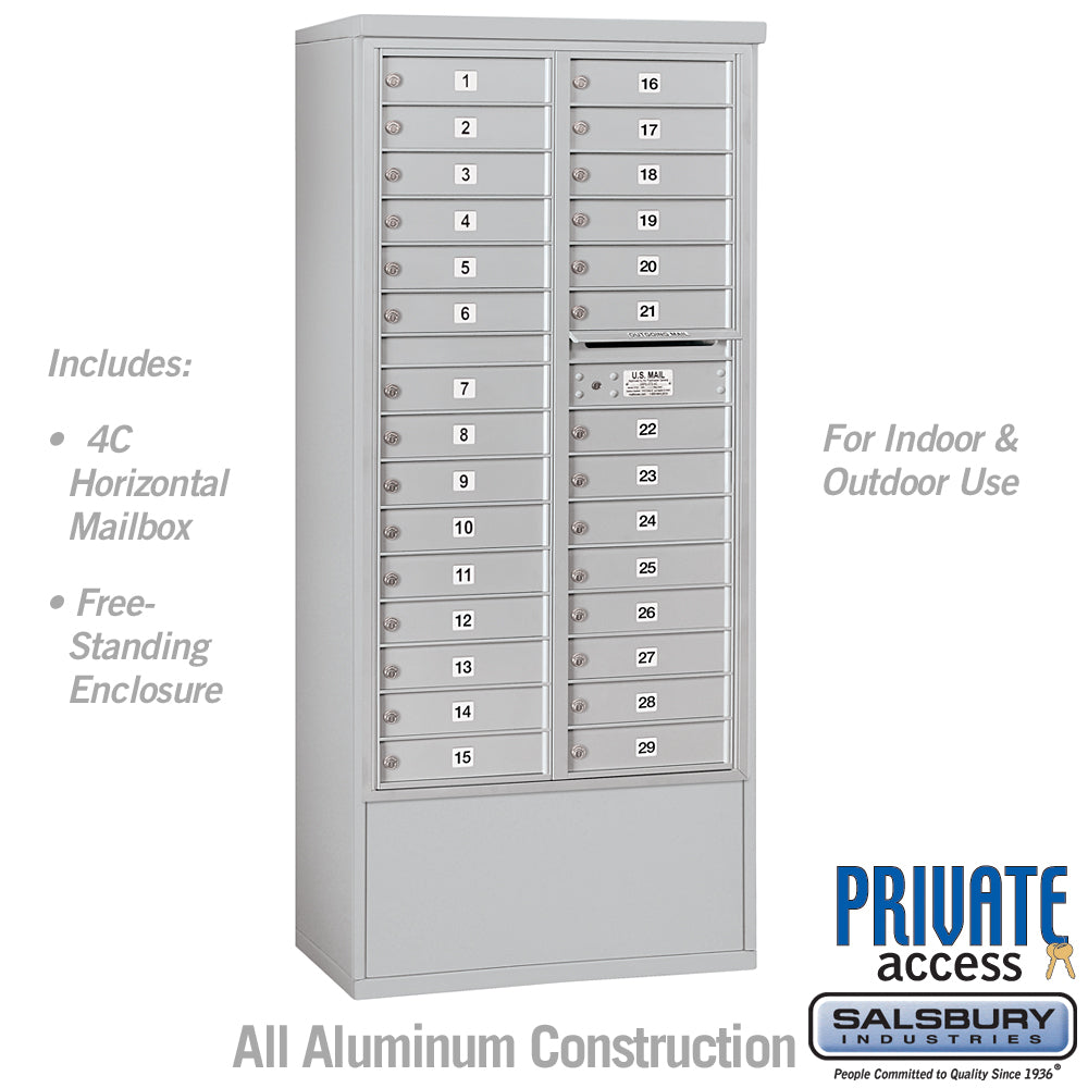 Maximum Height Free-Standing 4C Horizontal Mailbox with 29 Doors and Private Access