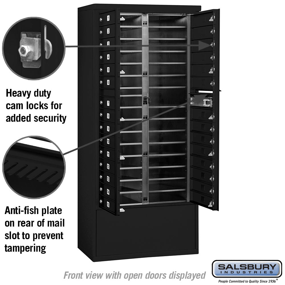 Maximum Height Free-Standing 4C Horizontal Mailbox with 29 Doors in Black with Private Access