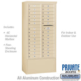 Maximum Height Free-Standing 4C Horizontal Mailbox with 29 Doors in Sandstone with Private Access