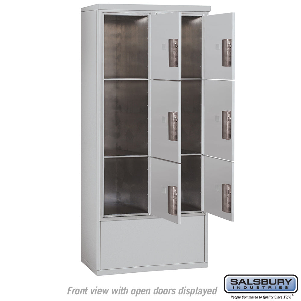 Maximum Height Free-Standing 4C Horizontal Parcel Locker with 6 Parcel Lockers in Aluminum with USPS Access