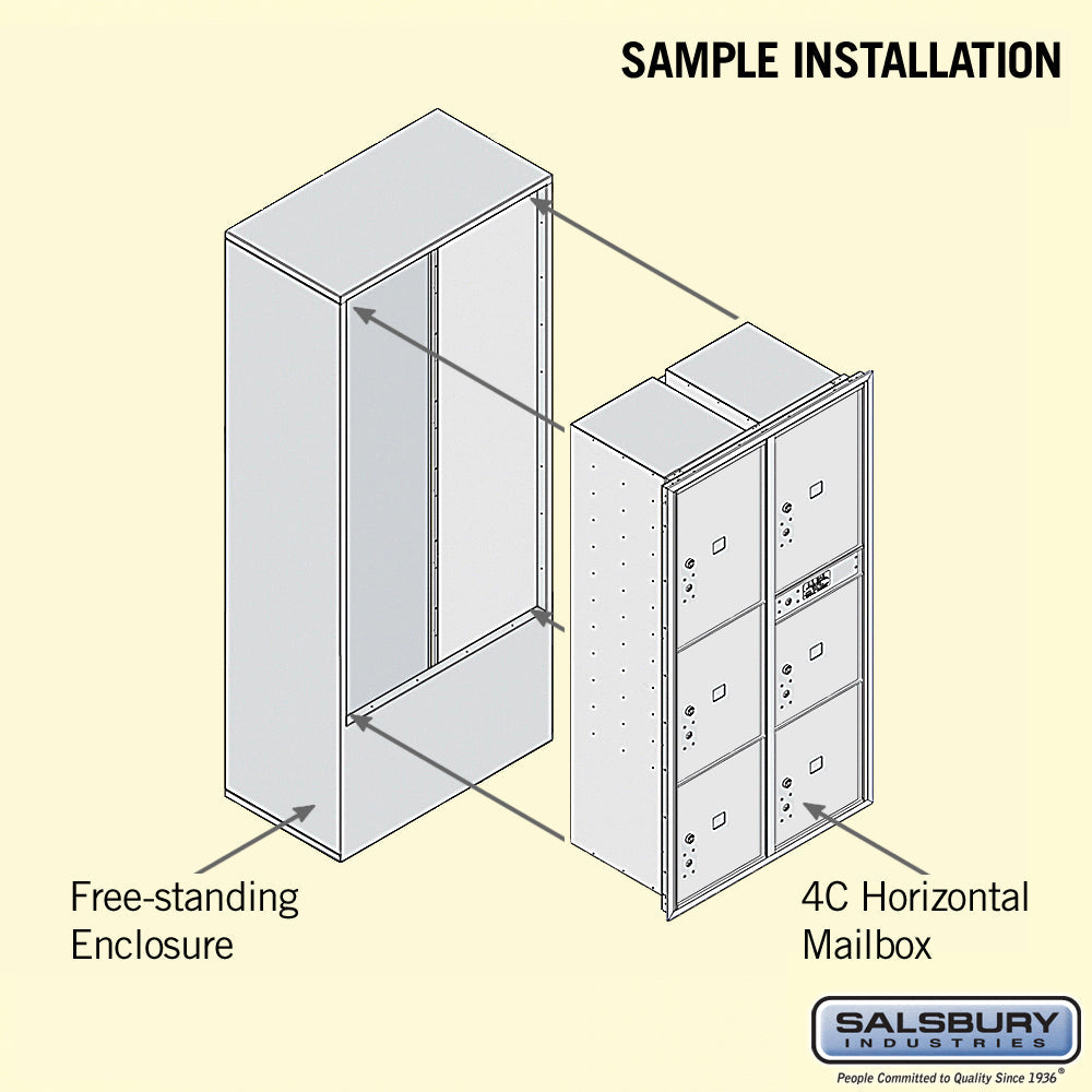 Maximum Height Free-Standing 4C Horizontal Parcel Locker with 6 Parcel Lockers in Aluminum with USPS Access