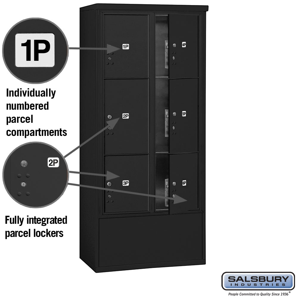 Maximum Height Free-Standing 4C Horizontal Parcel Locker with 6 Parcel Lockers in Black