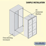 Free-Standing 4C Horizontal Mailbox Unit with Parcel Locker and Enclosure
