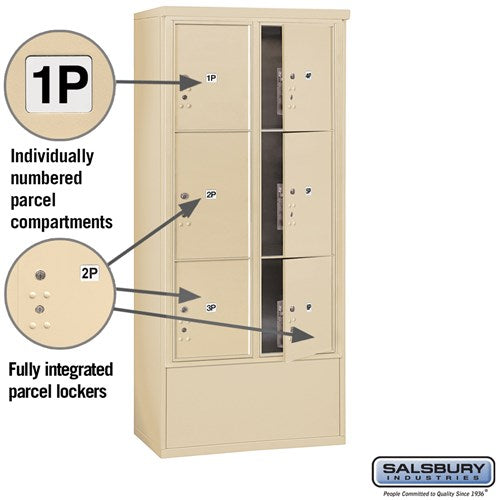 Maximum Height Free-Standing 4C Horizontal Parcel Locker with 6 Parcel Lockers in Sandstone