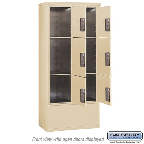 Maximum Height Free-Standing 4C Horizontal Parcel Locker with 6 Parcel Lockers in Aluminum with USPS Access