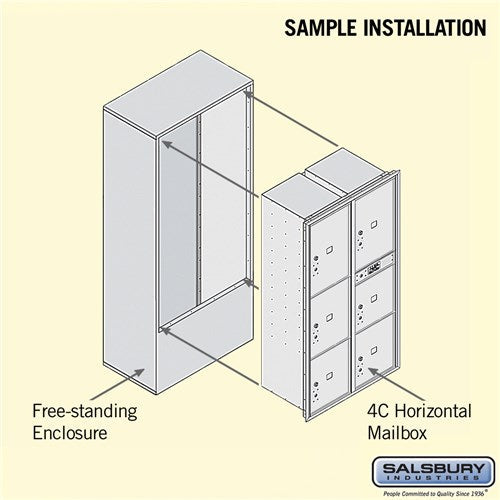 Maximum Height Free-Standing 4C Horizontal Parcel Locker with 6 Parcel Lockers in Aluminum with USPS Access