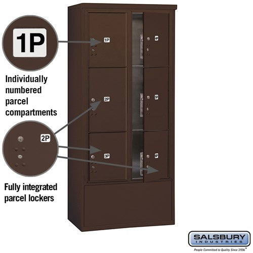 Maximum Height Free-Standing Parcel Locker with 6 Compartments in Bronze