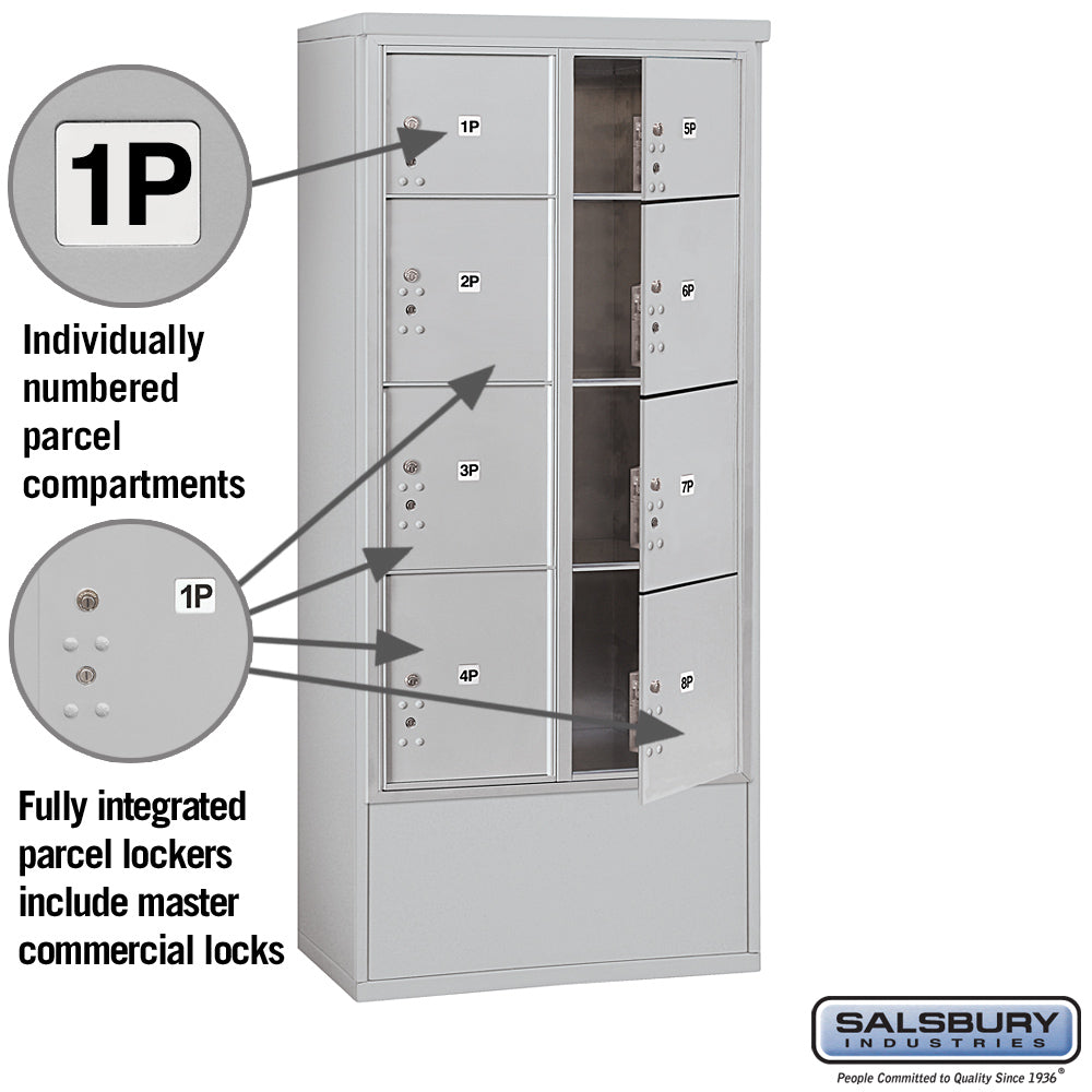 Maximum Height Free-Standing 4C Horizontal Parcel Locker with 8 Parcel Compartments
