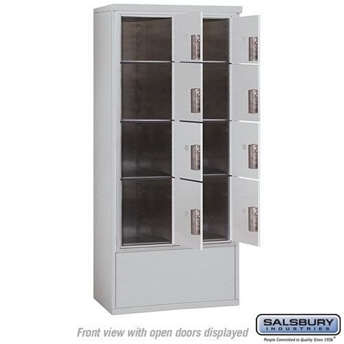 Maximum Height Free-Standing 4C Horizontal Parcel Locker with 8 Parcel Lockers in Aluminum with USPS Access
