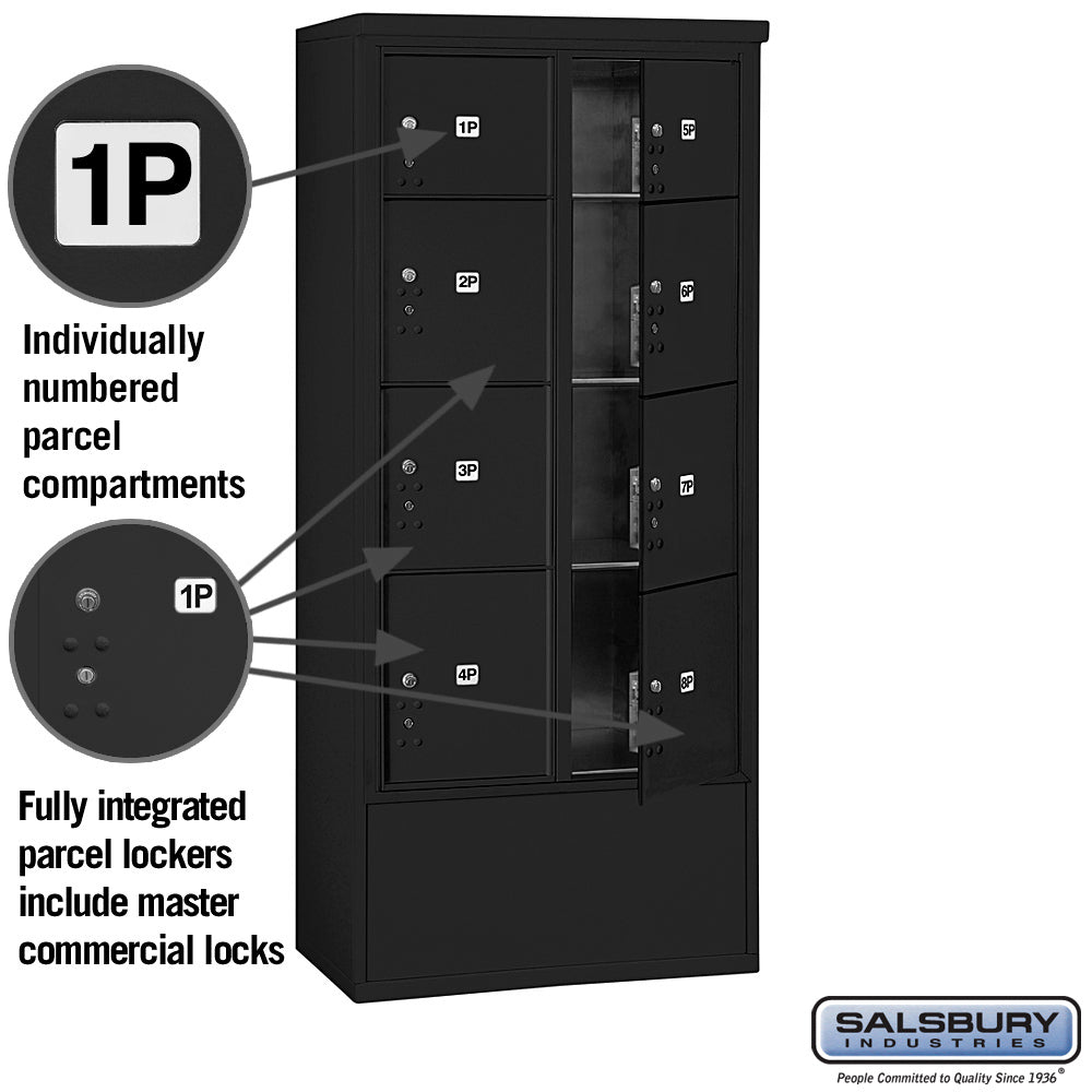 Maximum Height Free-Standing 4C Horizontal Parcel Locker with 3 Parcel Lockers in Black with Private Access