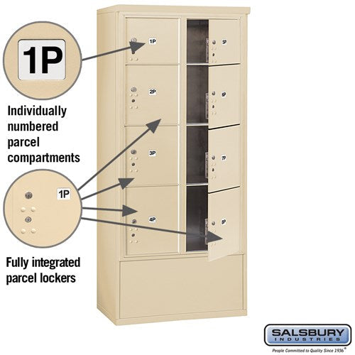 Maximum Height Free-Standing 4C Horizontal Parcel Locker with 8 Compartments in Sandstone