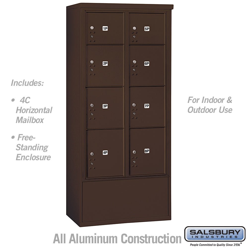 Maximum Height Free-Standing Parcel Locker with 8 Compartments in Bronze